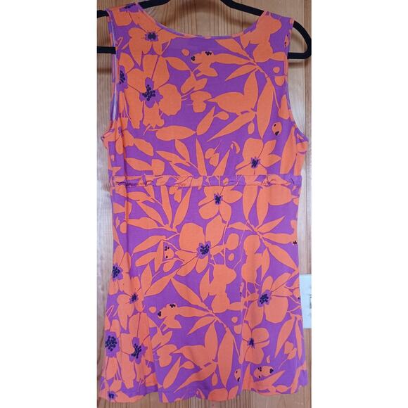 VTG Express Baby Doll Top Women's Large Silk Cotton Blend Orange and Purple Y2K - Picture 4 of 7